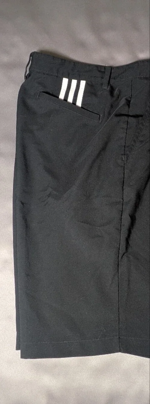 adidas Black Men's Chino-Style Athletic Shorts with White Three-Stripe Accent